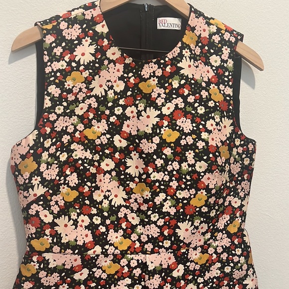 RED VALENTINO Chelsea Sleeveless Micro-Flower Jacquard Minidress Size 46 - Picture 4 of 13